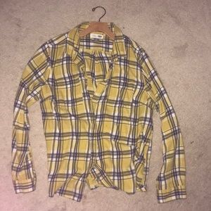 Yellow and black patchwork flannel